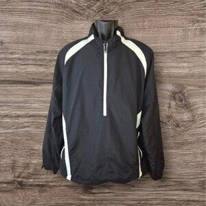 FootJoy FJ Black/White Nylon Blend Windbreaker Golf Jacket Large